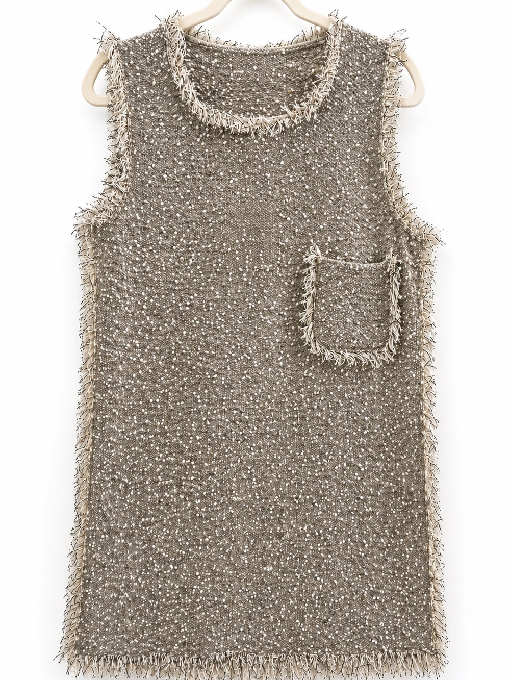 De Pilato Metallic Tweed Shift Dress in Taupe